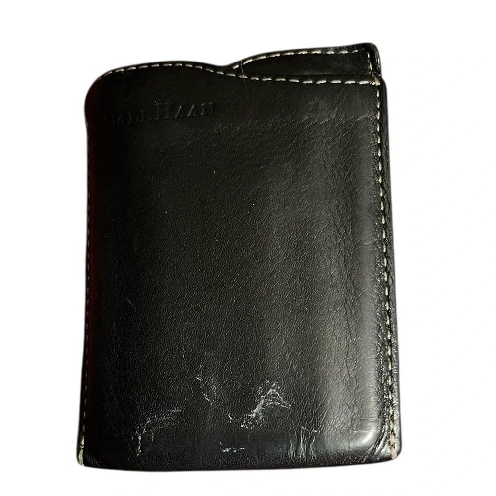 Cole Haan black leather money clip with card & cash slot